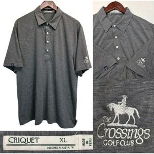 Criquet Polo Shirt Mens XL Gray Pima Cotton Stretch The Crossings Golf Club 3136